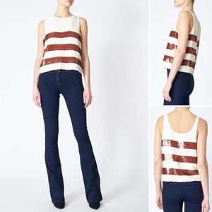 Veronica Beard Marigold Striped Sequin Tank Size 8